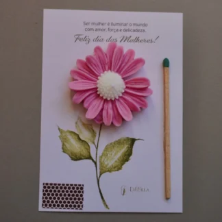 kit com 10 Und do Cartão aromático com Vela Flor de margarida  (Personalizável)