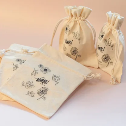Kit de Embalagens Saquinho de Algodão Cru com Tag Personalizada (velas de 30g a 60g) - Imagem 2