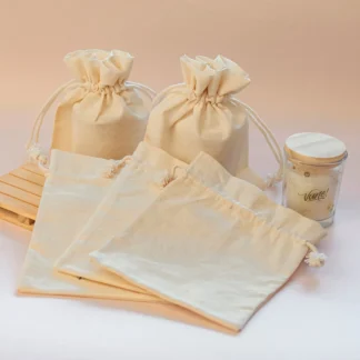 Kit de Embalagens Saquinho de Algodão Cru com Tag Personalizada (velas de 30g a 60g)