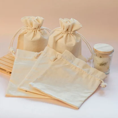 Kit de Embalagens Saquinho de Algodão Cru com Tag Personalizada (velas de 30g a 60g)