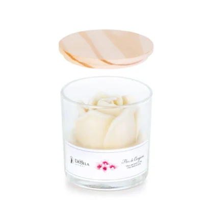 Vela Aromática Escultural Flor de Cerejeira 150g (Rosa Branca) - Imagem 3