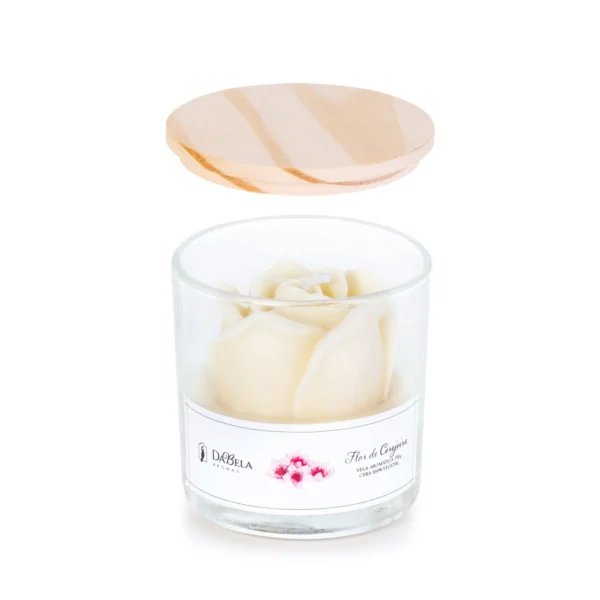 Vela Aromática Escultural Flor de Cerejeira 150g (Rosa Branca) - Imagem 3