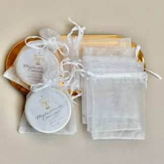 Kit de Embalagens Saquinho de Organza Branco (velas de 20g)