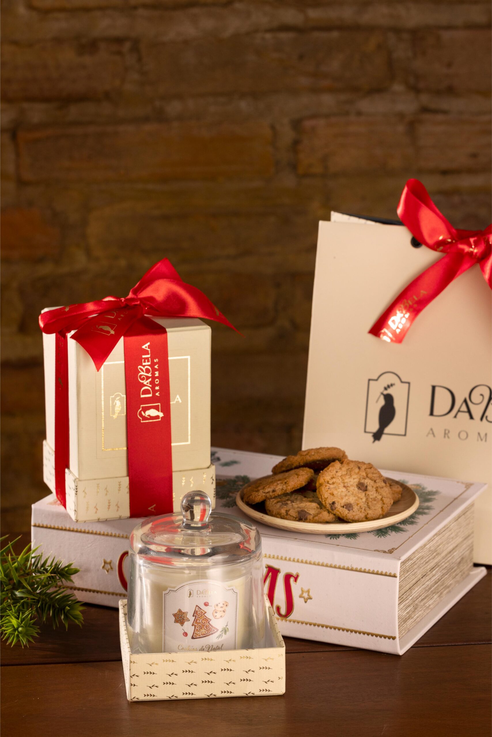 Vela Aromática Cookies de Natal com Redoma de Vidro